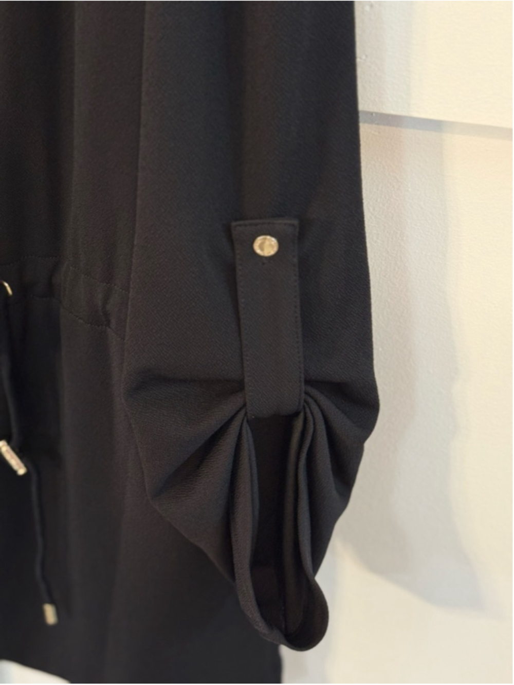 Calvin Klein XL Black Open Front Drape Cardigan Jacket Roll Tab Sleeves - Picture 4 of 9